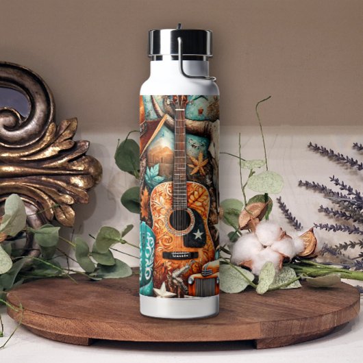 Boho Country Westerne Gitaar Cowgirl Waterfles