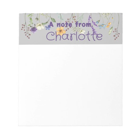 Boho Country wildflower waterverf grijs Notitieblo Notitieblok (Voorkant)