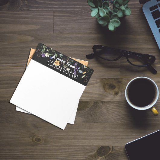 Boho Country wildflower waterverf zwart Notitieblo Notitieblok