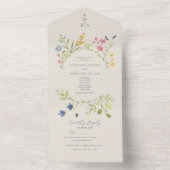 Boho Country Wildflower Wedding All In One Uitnodiging (Binnen)