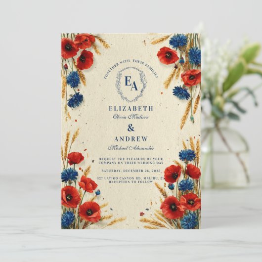 Boho Countryside Zomerbruiloft Kaart (Staand voorkant)