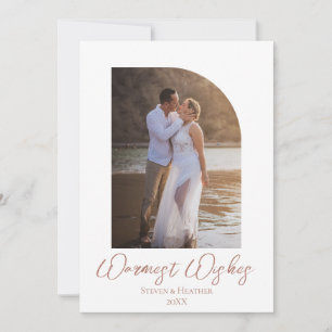Boho Couple Photo Warmest Wishes Holiday Card Feestdagenkaart