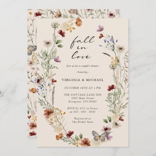 Boho Couple's Shower Invitation Kaart (Voorkant / Achterkant)