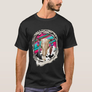 BOHO COW Luipaard Koe Patroon Serape Print Cowgir T-shirt