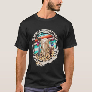 BOHO COW Luipaard Koe Patroon Serape Print Cowgirl T-shirt