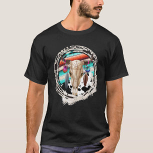 BOHO COW Luipaard Koe Patroon Serape Print Cowgirl T-shirt