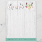 Boho Cow Skull met Bows Cute & Rustique Boutique Persoonlijk Briefhoofd (Voorkant)