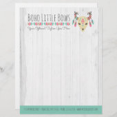 Boho Cow Skull met Bows Cute & Rustique Boutique Persoonlijk Briefhoofd (Voorkant / Achterkant)