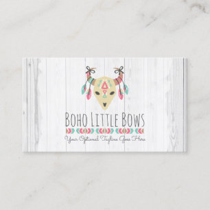 Boho Cow Skull met Bows Cute & Rustique Boutique Visitekaartje