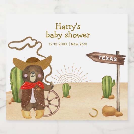 Boho Cowboy Beer Western Rodeo Cactus Baby shower Sparkling Wijnetiket (Enkel label)