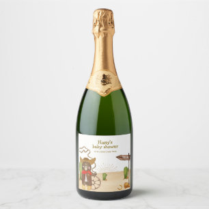 Boho Cowboy Beer Western Rodeo Cactus Baby shower Sparkling Wijnetiket
