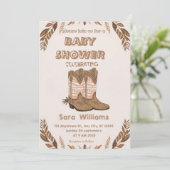 Boho Cowboy Boots baby shower uitnodiging (Staand voorkant)