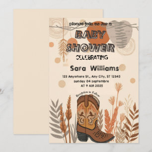 Boho Cowboy Boots baby shower uitnodiging
