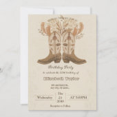 Boho Cowboy Boots Party invitation Kaart (Voorkant)