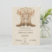 Boho Cowboy Boots Party invitation Kaart (Staand voorkant)