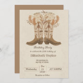 Boho Cowboy Boots Party invitation Kaart (Voorkant / Achterkant)