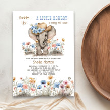 Boho Cowboy Olifant met Wildflower Baby shower