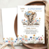 Boho Cowboy Olifant met Wildflower Baby shower Kaart