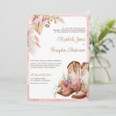 Boho cowboylaarzen Westerne huwelijksuitnodiging Kaart (Staand voorkant)