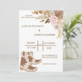 Boho cowboylaarzen Westerne huwelijksuitnodiging Kaart (Staand voorkant)