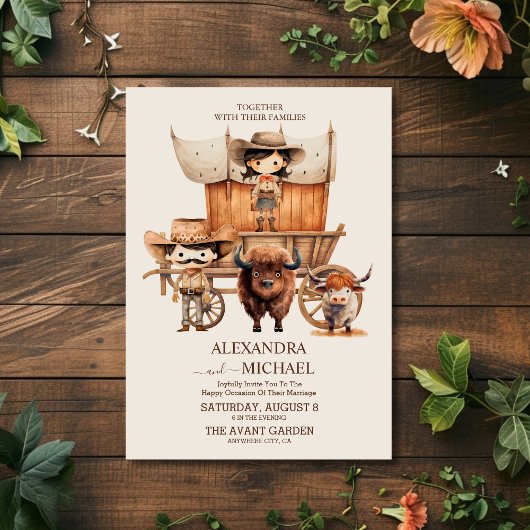 Boho Cowboylaarzen Westerse Trouwdag Kaart