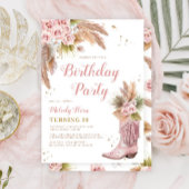 Boho Cowgirl Boot Pampas Grass Rozen 30e Verjaarda Kaart