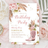 Boho Cowgirl Boot Pampas Grass Rozen 50e Verjaarda Kaart