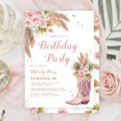 Boho Cowgirl Boot Pampas Grass Rozen 60e Verjaarda Kaart