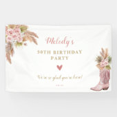 Boho Cowgirl Boot Pampas Grass Rozen Spandoek (Horizontaal)