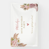 Boho Cowgirl Boot Pampas Grass Rozen Spandoek (Verticaal)