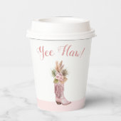 Boho Cowgirl Boot Pampas Grass Rozen Verjaardag Papieren Bekers (Achterkant)