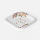 Boho Cowgirl Boot Pampas Grass Rozen Verjaardag Papieren Bordje (Gebogen)