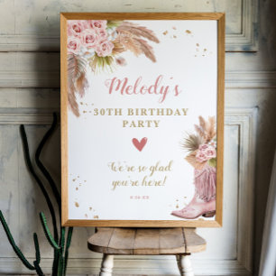 Boho Cowgirl Boot Pampas Grass Rozen Welkom Poster