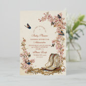 Boho Cowgirl Boots Baby shower Folie Uitnodiging (Staand Voorkant)