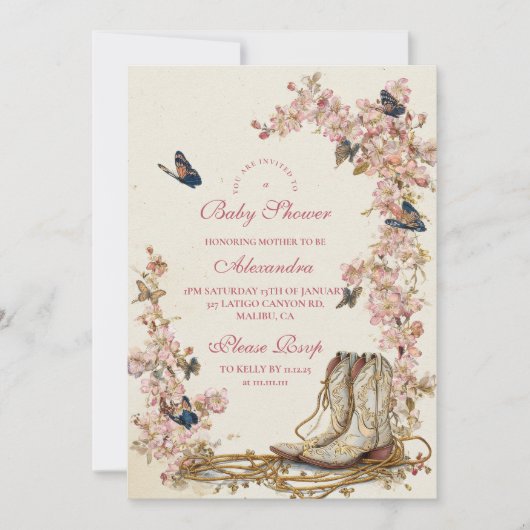 Boho Cowgirl Boots Baby shower Kaart (Voorkant)