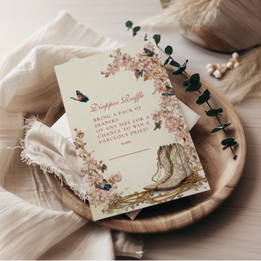 Boho Cowgirl Boots Diapper Raffle Informatiekaartje