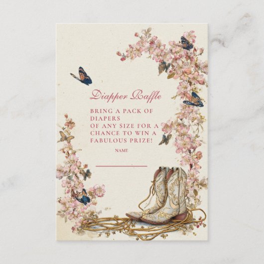 Boho Cowgirl Boots Diapper Raffle Informatiekaartje (Voorkant)