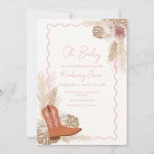 Boho Cowgirl Boots Pampas Grass Baby shower Kaart (Voorkant)