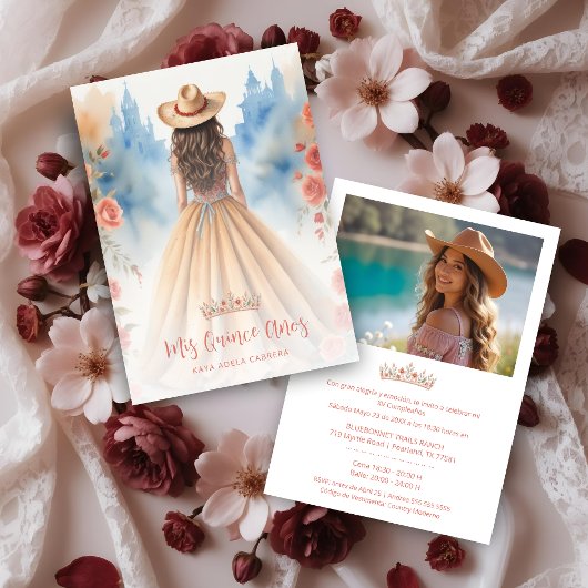 Boho Cowgirl Charming Quinceañera with Hat  Kaart