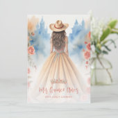 Boho Cowgirl Charming Quinceañera with Hat  Kaart (Staand voorkant)