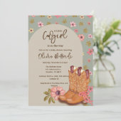 Boho Cowgirl Flowers Boots Western Baby shower Kaart (Staand voorkant)