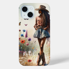 Boho Cowgirl gepersonaliseerd iPhone 15 Case