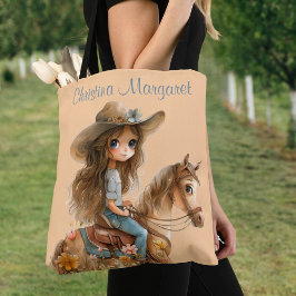 Boho Cowgirl Gepersonaliseerde Paard Tote Tas