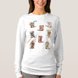 Boho Cowgirl Laarzen T-shirt met lange mouwen