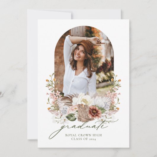 Boho Cowgirl Land Western Afstudeerfeest Kaart (Voorkant)