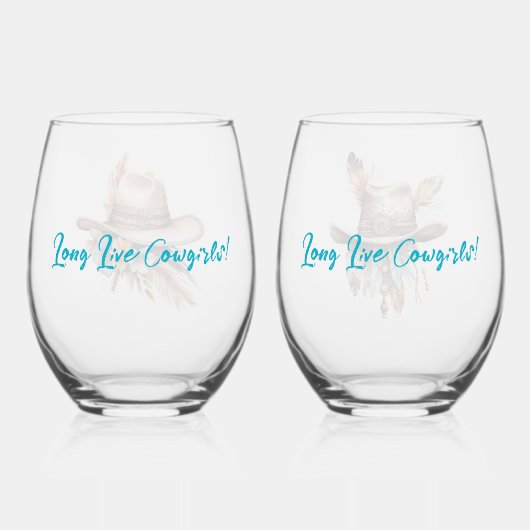 Boho Cowgirl Social Club Stemless Wine Glasses Wijnglas Zonder Voet (Achterkant)