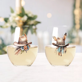 Boho Cowgirl Social Club Stemless Wine Glasses Wijnglas Zonder Voet