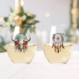 Boho Cowgirl Social Club Stemless Wine Glasses Wijnglas Zonder Voet