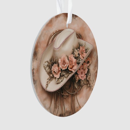 Boho Cowgirl Western Bloemen Trouwservetten Ornament (voorkant)