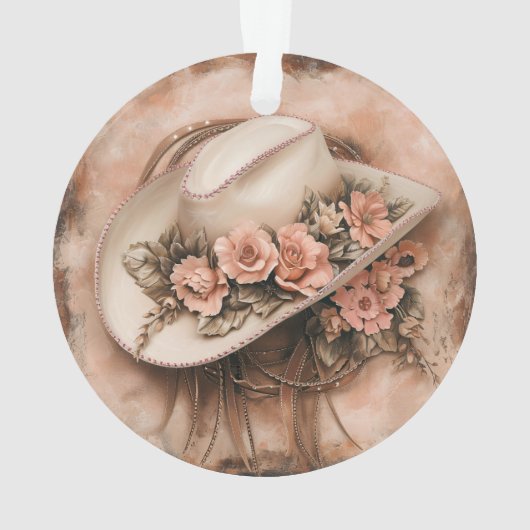 Boho Cowgirl Western Bloemen Trouwservetten Ornament (achterkant)